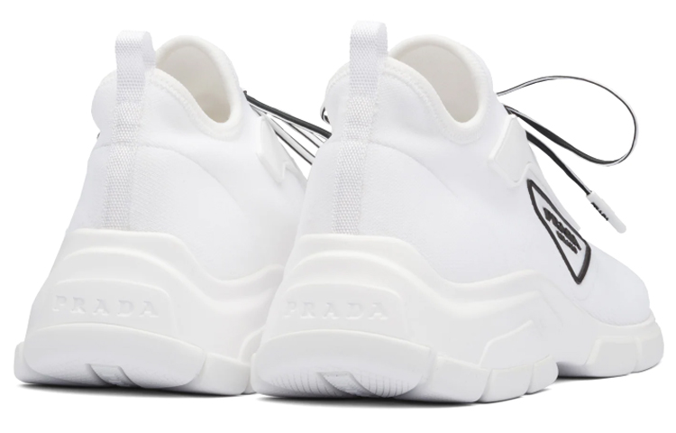 (W) Prada Knit Fabric Sneakers 'White Triangle Logo' 圖 4