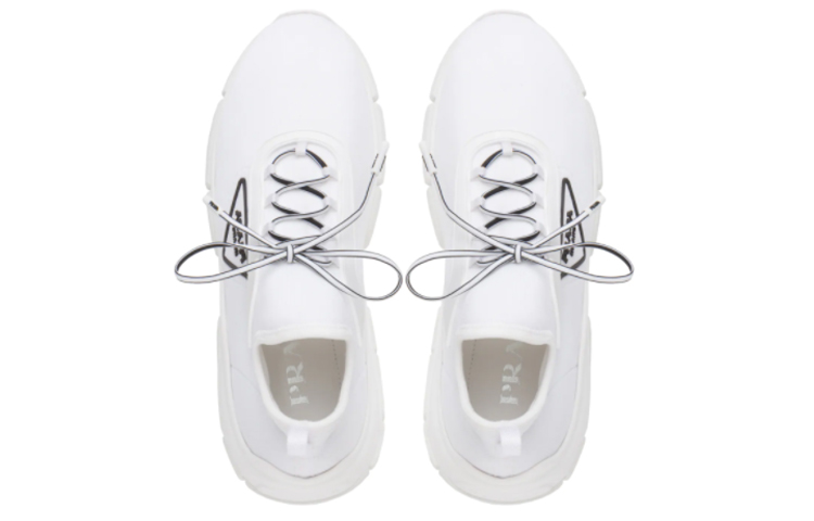 (W) Prada Knit Fabric Sneakers 'White Triangle Logo' 圖 5