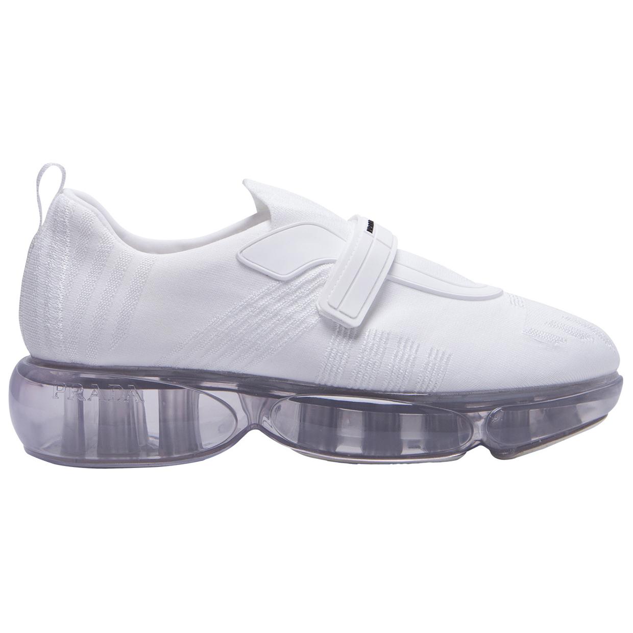 (W) Prada Knit Leather Velcro Sneakers 'White Fashion' 圖 2