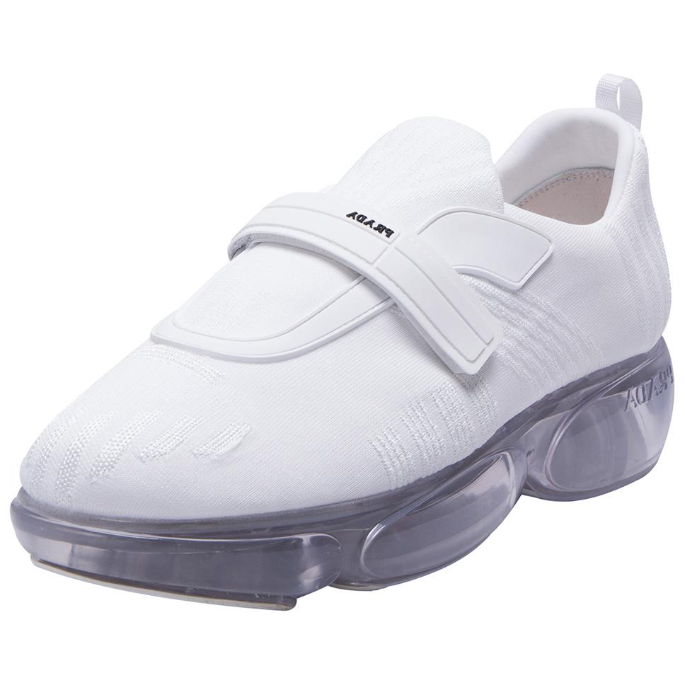 (W) Prada Knit Leather Velcro Sneakers 'White Fashion' 圖 3
