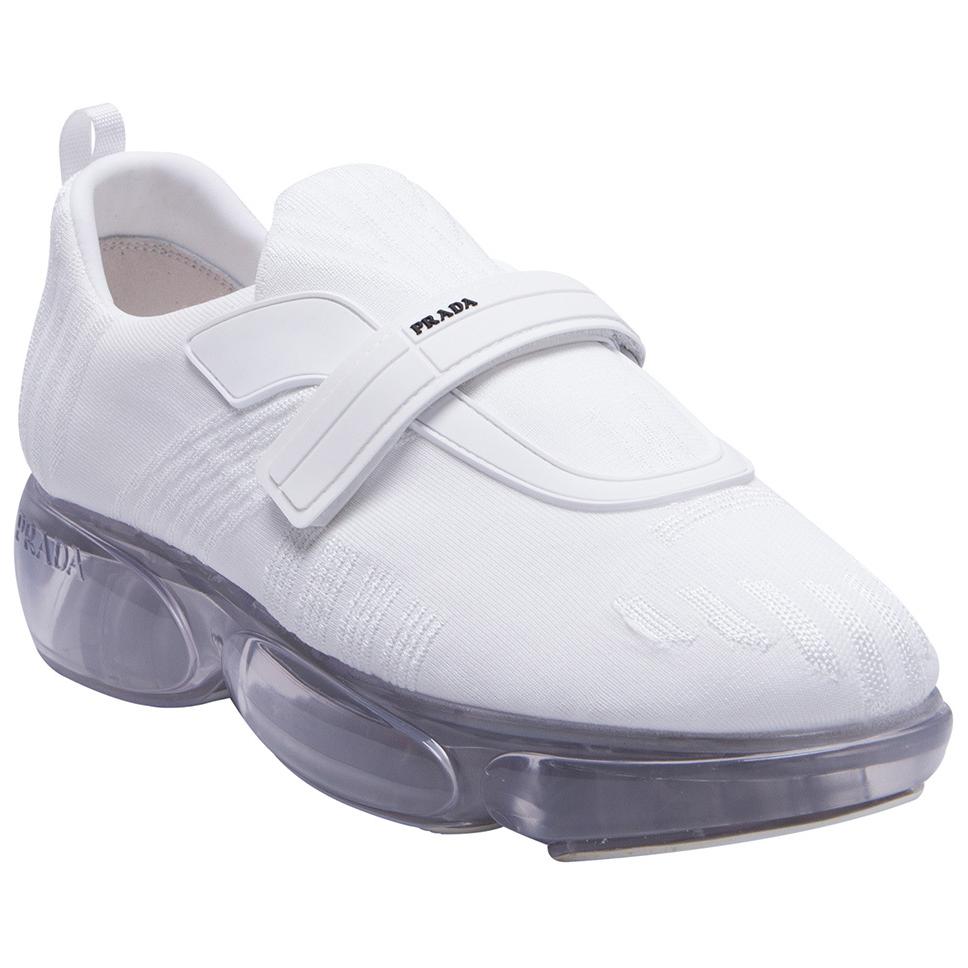 (W) Prada Knit Leather Velcro Sneakers 'White Fashion' 圖 4
