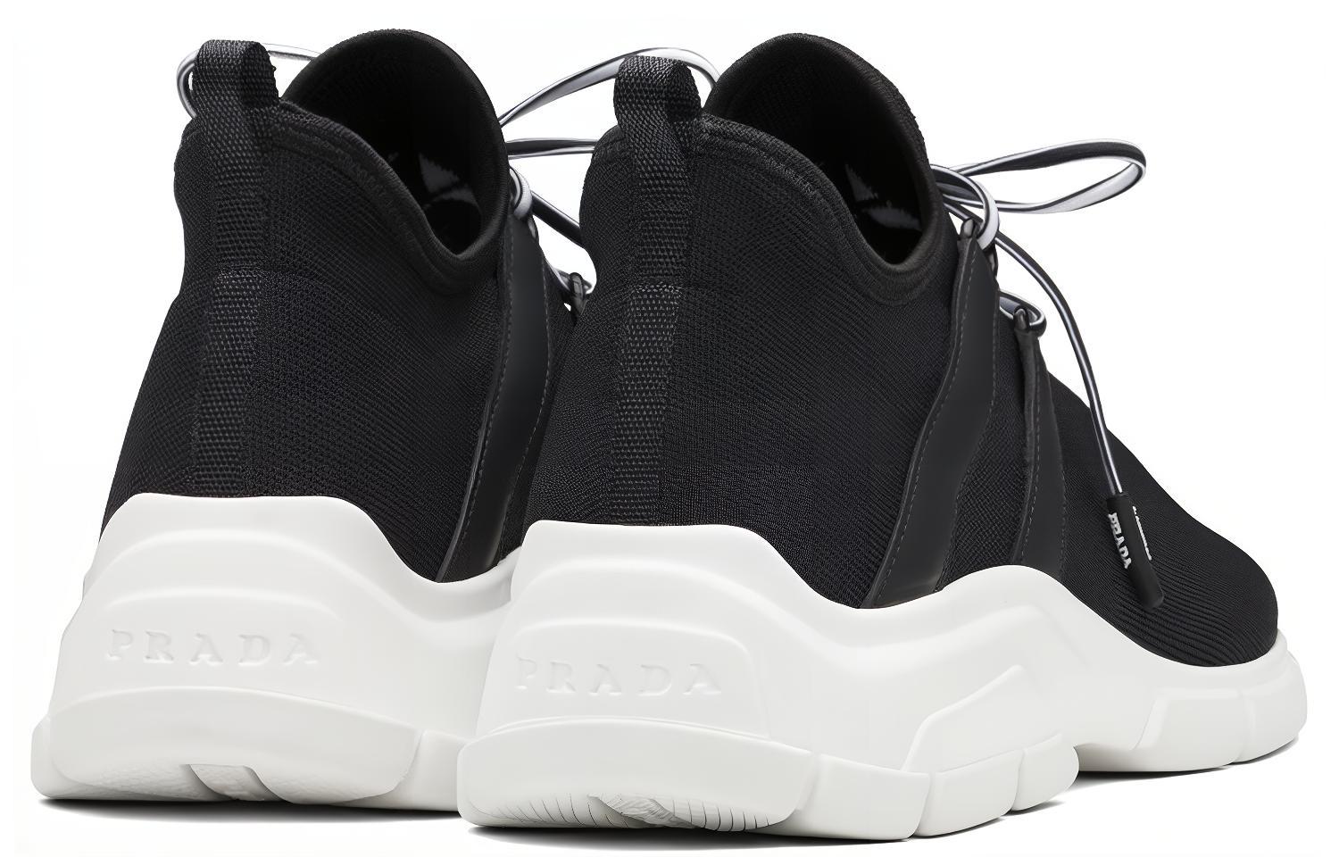 (W) Prada Knit Logo Sneakers 'Black' 圖 4