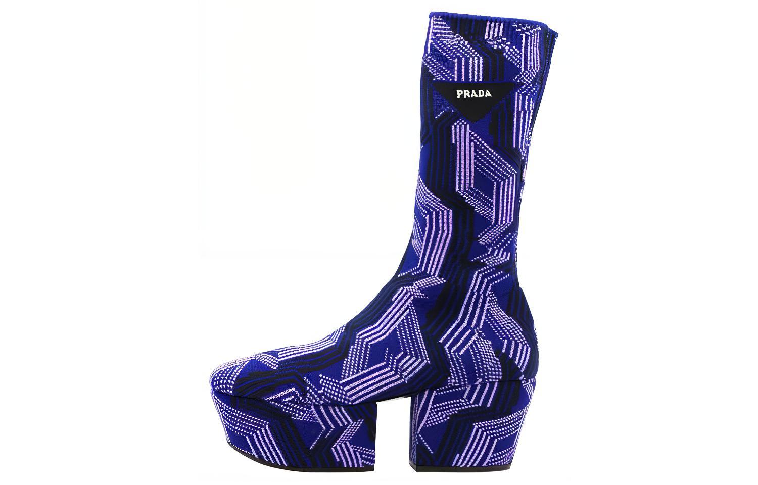 Buy (Women) Prada Knit Mid-Calf Boots 'Purple Black' 1WP146_3LG0_F02IN_F_070