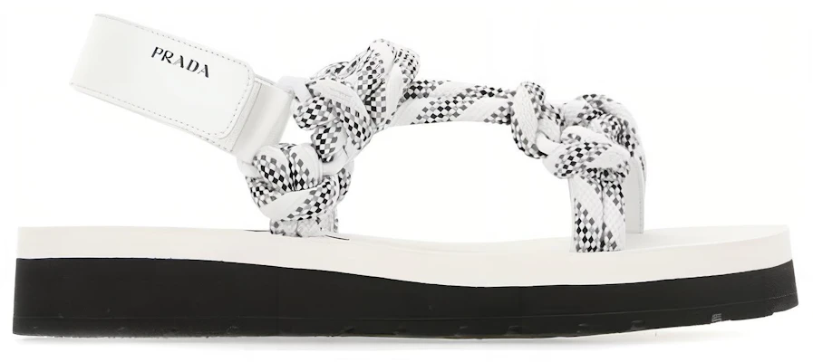 (W) Prada Knot Riemchen Flache Sandalen ''Weiß'' 1X600M_3L74_F0009_F_040 Order (W) Prada Knot Riemchen Flache Sandalen ''Weiß'' 1X600M_3L74_F0009_F_040