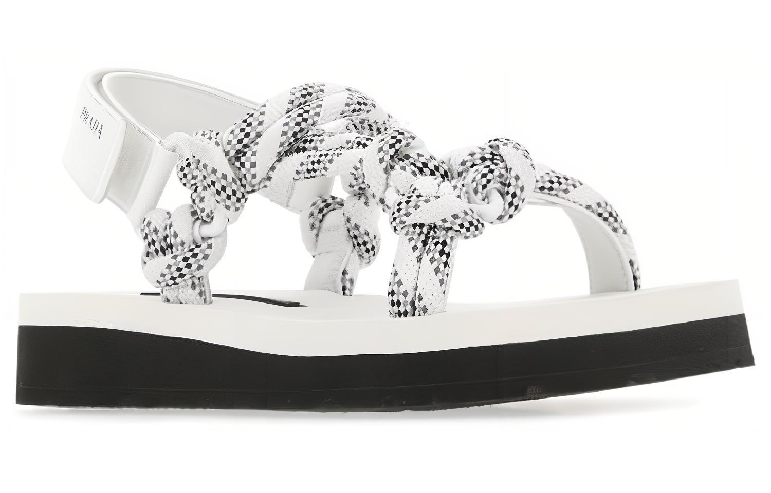 Lookbook (W) Prada Knot Riemchen Flache Sandalen ''Weiß'' 1X600M_3L74_F0009_F_040