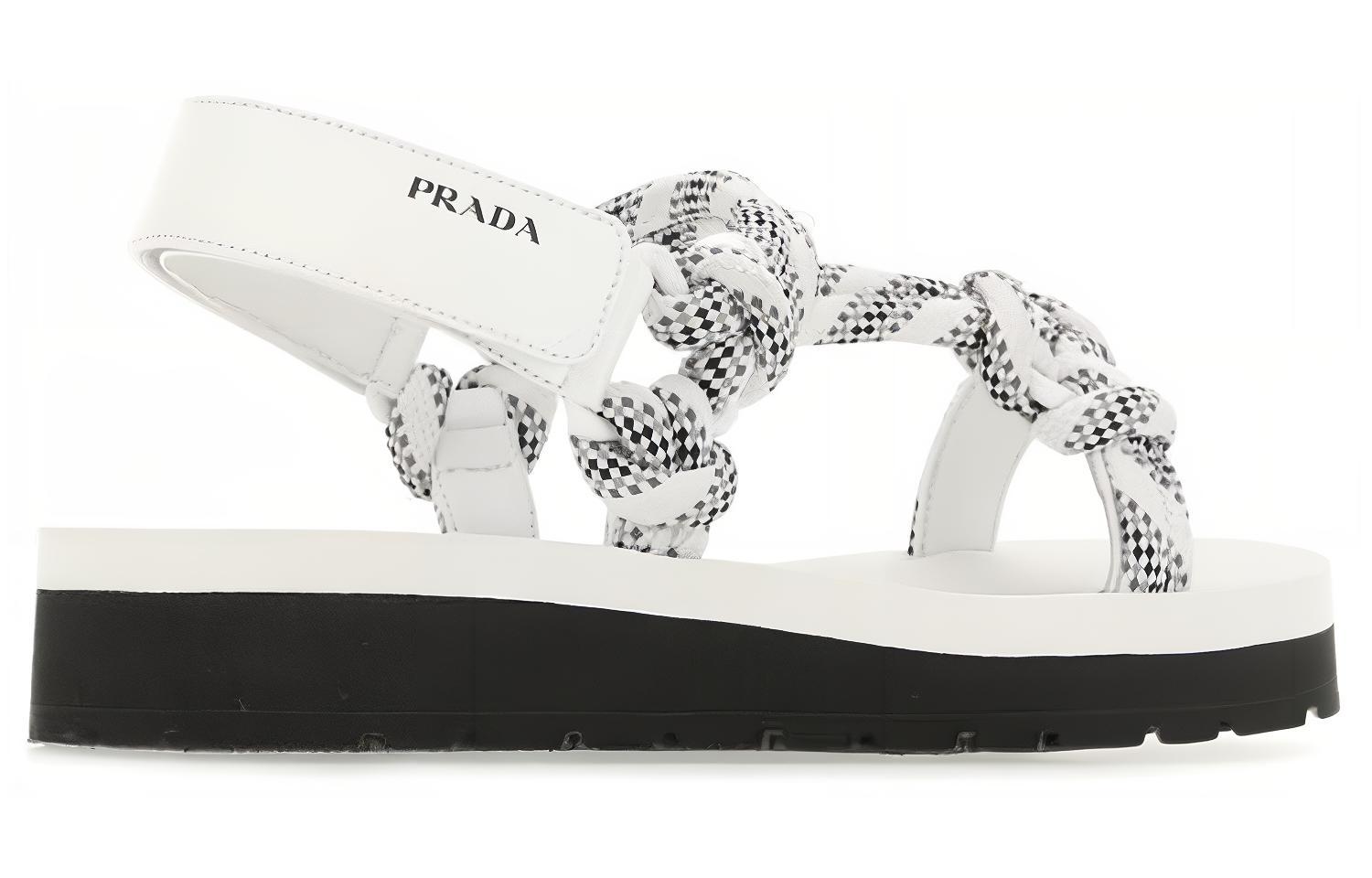 Shop (W) Prada Knot Riemchen Flache Sandalen ''Weiß'' 1X600M_3L74_F0009_F_040