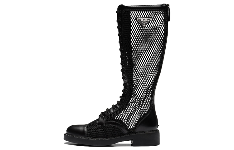 (Women) Prada Leather and Mesh High-Top Boots 'Black' 1W907M_3LK5_F0002_F_B050