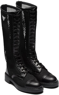 (Women) Prada Leather and Mesh High-Top Boots 'Black' 1W907M_3LK5_F0002_F_B050 Shop (Women) Prada Leather and Mesh High-Top Boots 'Black' 1W907M_3LK5_F0002_F_B050