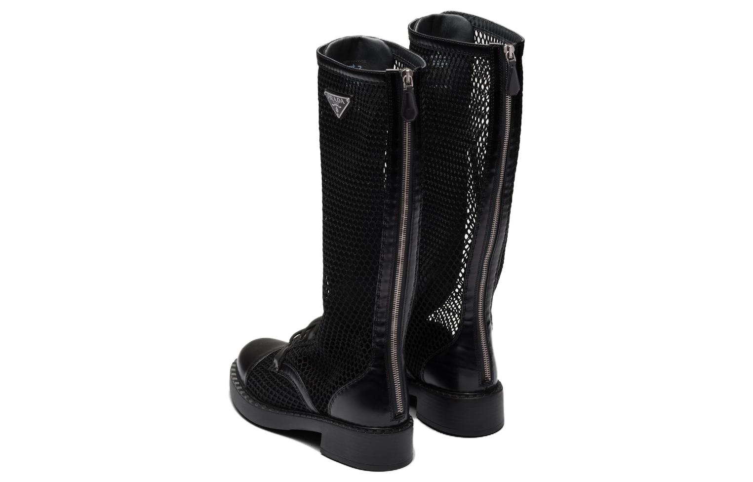 Purchase (W) Prada Leren en Mesh Hoge Laarzen ''Zwart'' 1W907M_3LK5_F0002_F_B050