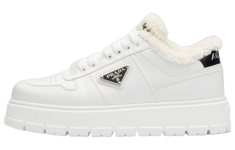 (Women) Prada Leather and Shearling Sneakers 'White' 1E947M_3LEN_F0009_F_ZF45