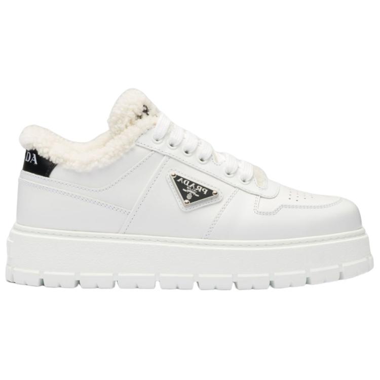 Order (W) Prada Leder- und Lammfell-Sneaker ''Weiß'' 1E947M_3LEN_F0009_F_ZF45