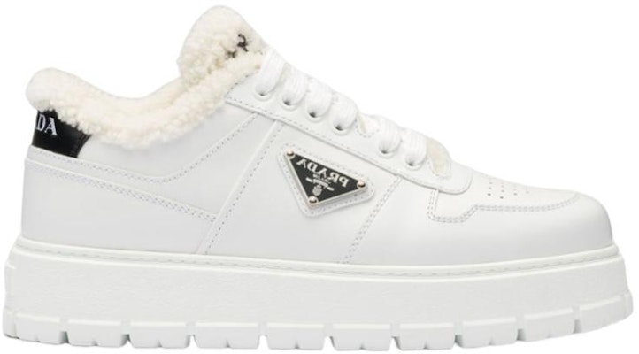 (Women) Prada Leather and Shearling Sneakers 'White' 1E947M_3LEN_F0009_F_ZF45 Order (Women) Prada Leather and Shearling Sneakers 'White' 1E947M_3LEN_F0009_F_ZF45