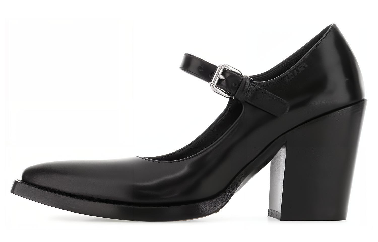 Buy (W) Prada Tacchi Alti in Pelle con Fibbia e Tacco Largo ''Nero'' 1I128N_055_F0002_F_090