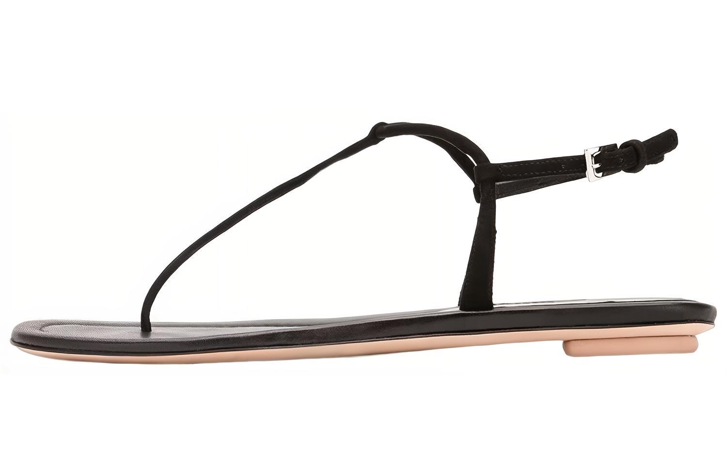 (Women) Prada Leather Buckle Flat Sandals 'Black Fashion' 1Y558B_008_F0002_F_005