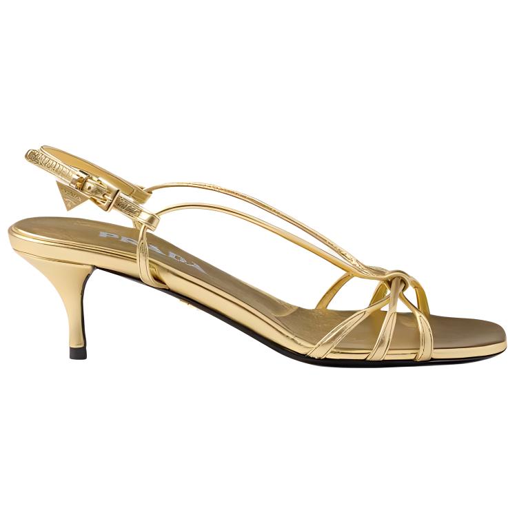 (W) Prada Leather Buckle Logo Sandals 'Gold Brown' 圖 2