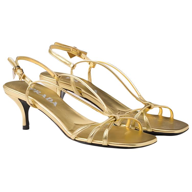 (W) Prada Leather Buckle Logo Sandals 'Gold Brown' 圖 3