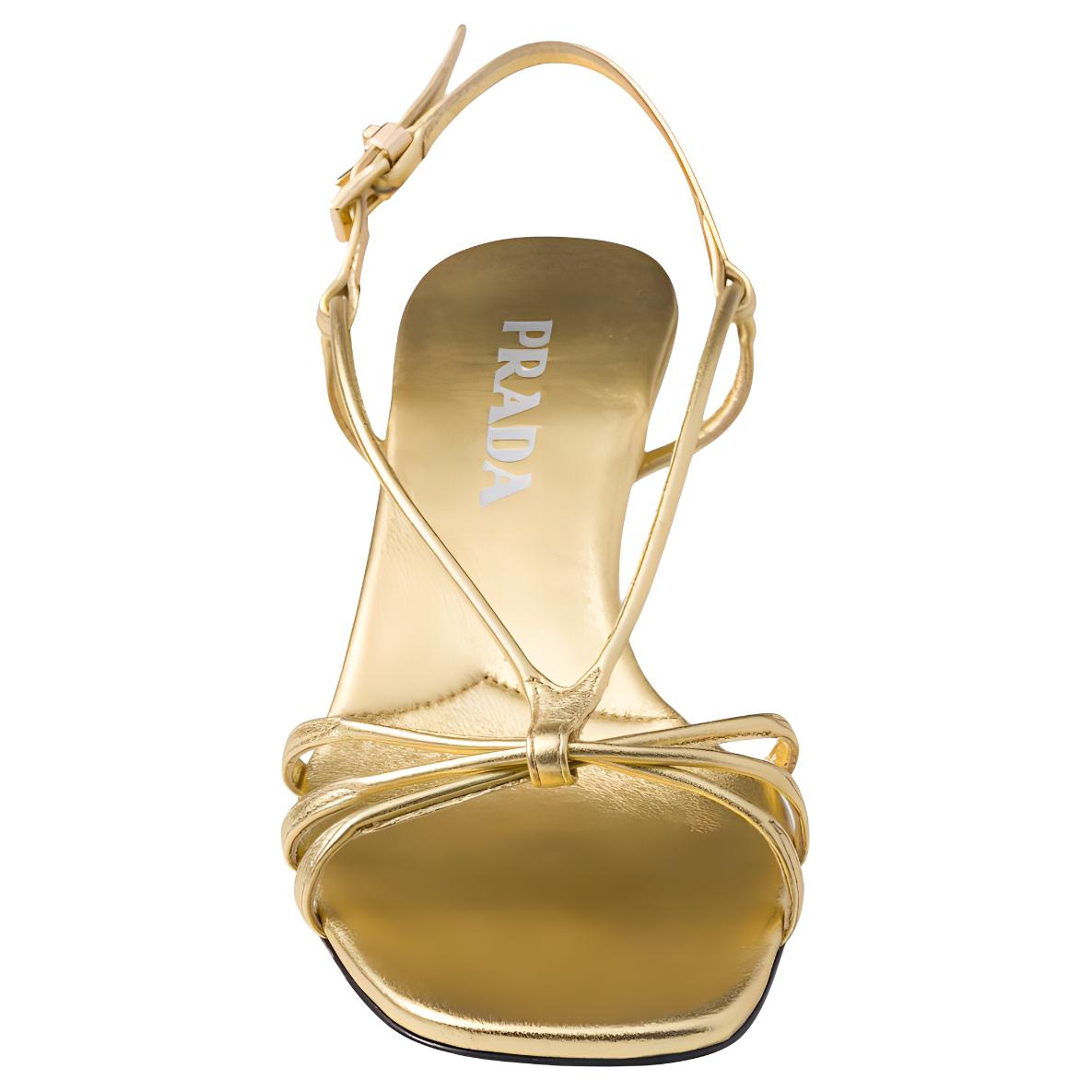 (W) Prada Leather Buckle Logo Sandals 'Gold Brown' 圖 4