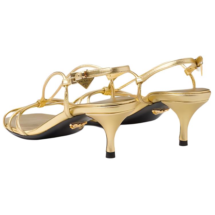 (W) Prada Leather Buckle Logo Sandals 'Gold Brown' 圖 5