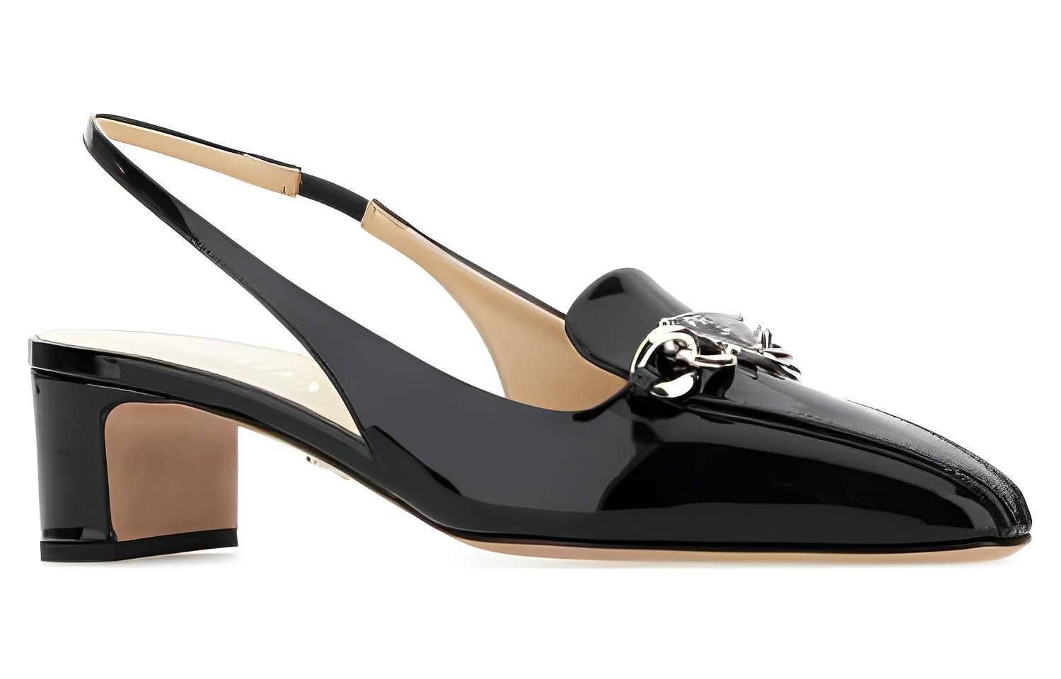 Lookbook PRADA 皮革 圓頭扣式 粗跟 高跟鞋 女款 黑色