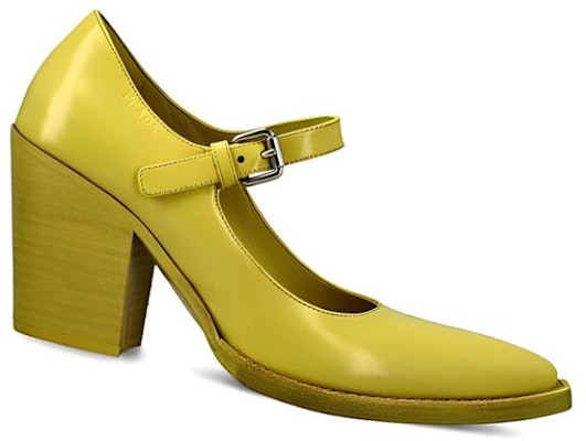 (W) Prada Hak Chunky Kulit Kuning dengan Gesper Ujung Bulat 1I128N_055_F0322 Shop (W) Prada Hak Chunky Kulit Kuning dengan Gesper Ujung Bulat 1I128N_055_F0322