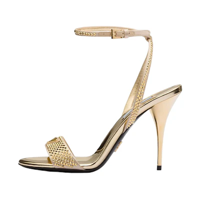 (W) Prada Leather Buckle Stiletto 'Fashion Slide Gold'