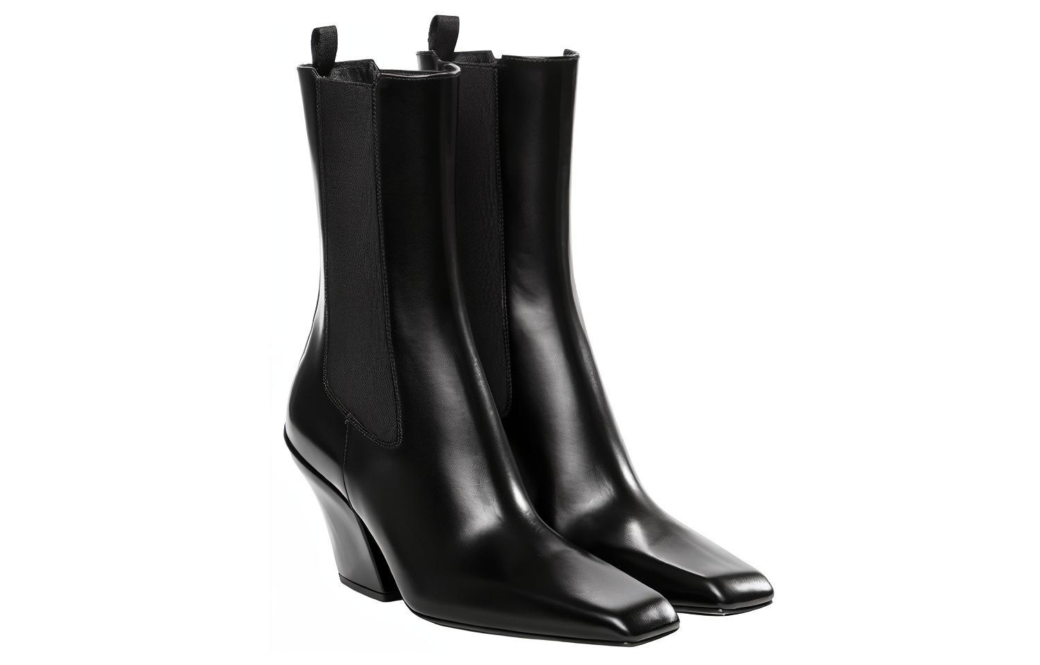 Shop (W) Prada Sepatu Boots Chelsea Kulit 'Hitam' 1U986M_055_F0002_F_075