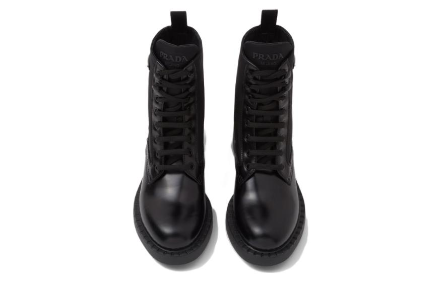 Shop (W) Bottes Prada à Talons Épais en Cuir Noir 1T782M_3LF7_F0002_F_B050