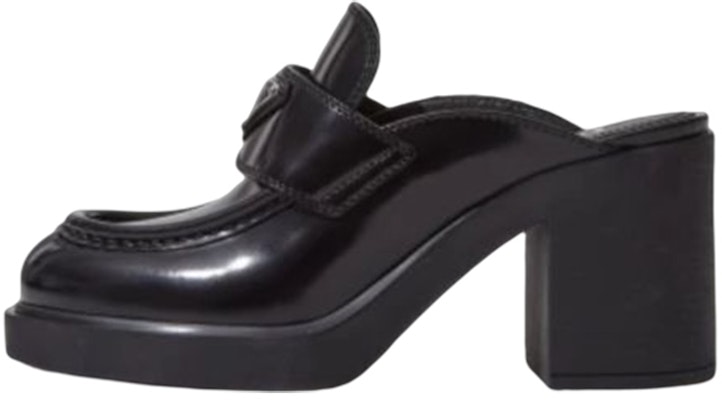 (Women) Prada Leather Chunky Heel Round Toe Fashion Slide 'Black' 1D652M_055_F0002_F_085 Buy (Women) Prada Leather Chunky Heel Round Toe Fashion Slide 'Black' 1D652M_055_F0002_F_085