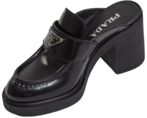 (Women) Prada Leather Chunky Heel Round Toe Fashion Slide 'Black' 1D652M_055_F0002_F_085 Order (Women) Prada Leather Chunky Heel Round Toe Fashion Slide 'Black' 1D652M_055_F0002_F_085