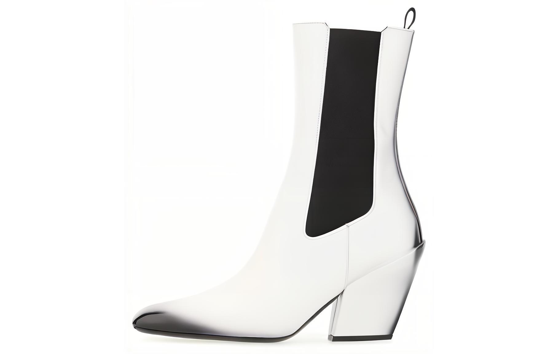 (Women) Prada Leather Chunky Heel Slip-On Chelsea Boots 'White' 1U986M_055_F0009_F_075
