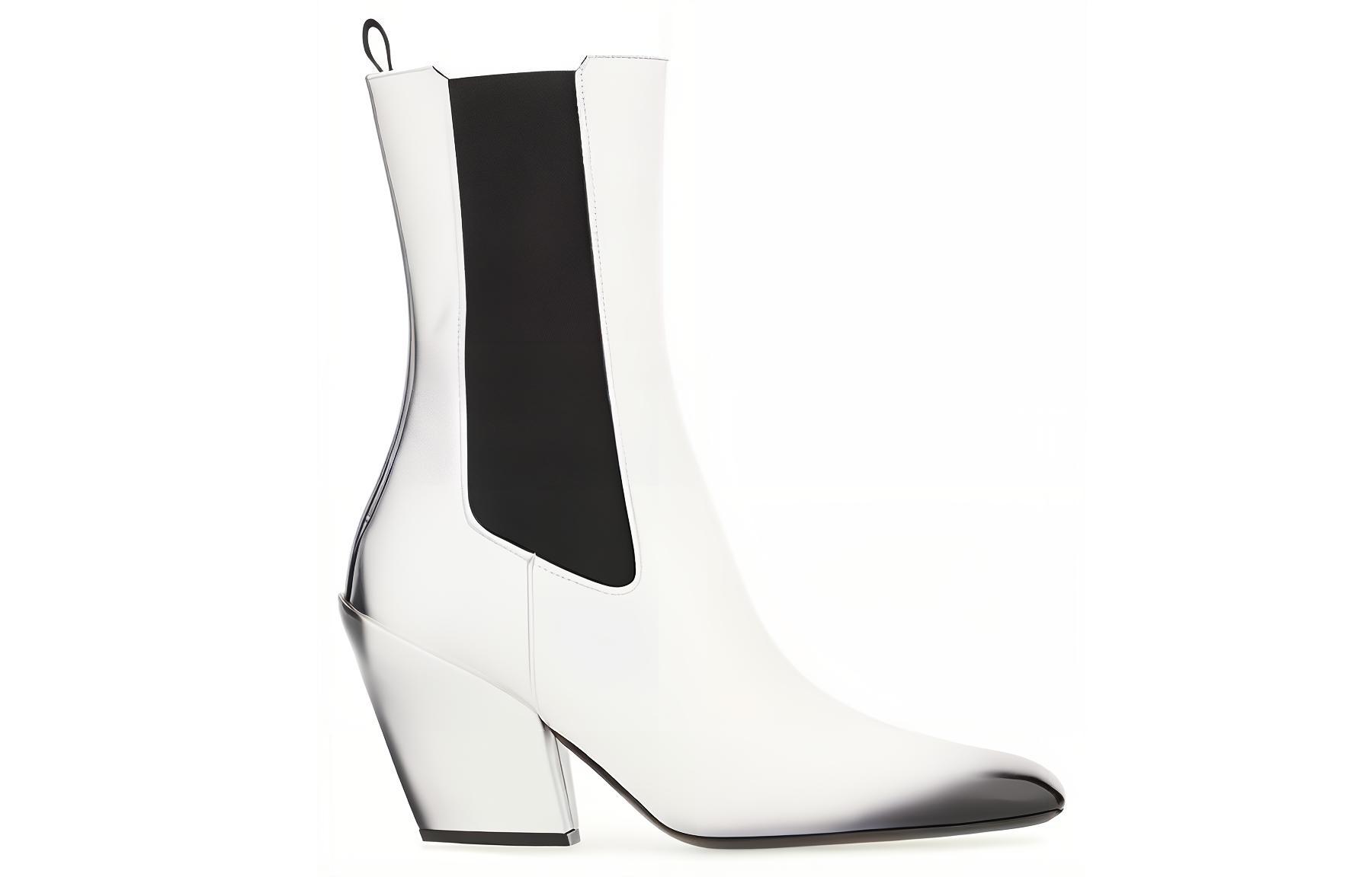 (W) Prada Leather Chunky Heel Slip-On Chelsea Boots 'White' 圖 2