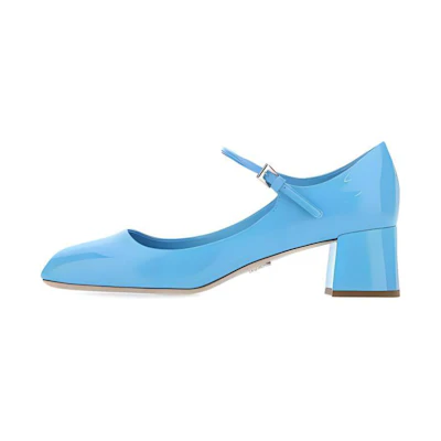 (W) Prada Leather Chunky High Heel 'Blue Fashion'