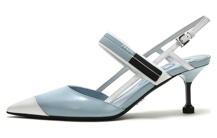 Buy (W) Prada Leren Color-Block Puntige Hoge Hakken ''Blauw Wit'' 1I296I_AZ3_F0X24_F_065
