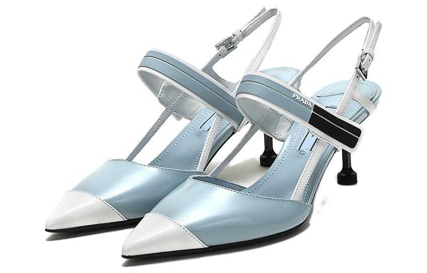 Lookbook (W) Prada Leren Color-Block Puntige Hoge Hakken ''Blauw Wit'' 1I296I_AZ3_F0X24_F_065