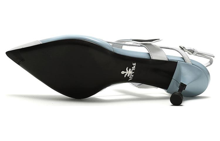 Details for (W) Prada Leren Color-Block Puntige Hoge Hakken ''Blauw Wit'' 1I296I_AZ3_F0X24_F_065