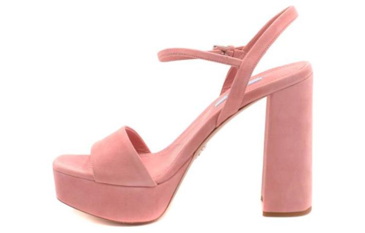 (W) Prada Leather CMFT Casual Slide Sandals 'High Heel Pink'