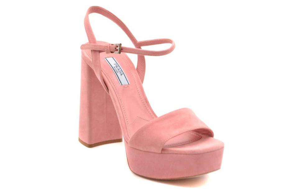 (W) Prada Leather CMFT Casual Slide Sandals 'High Heel Pink' 圖 3