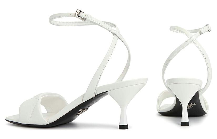 Shop PRADA普拉達 皮革 舒適百搭 一字帶涼鞋 女款 白色