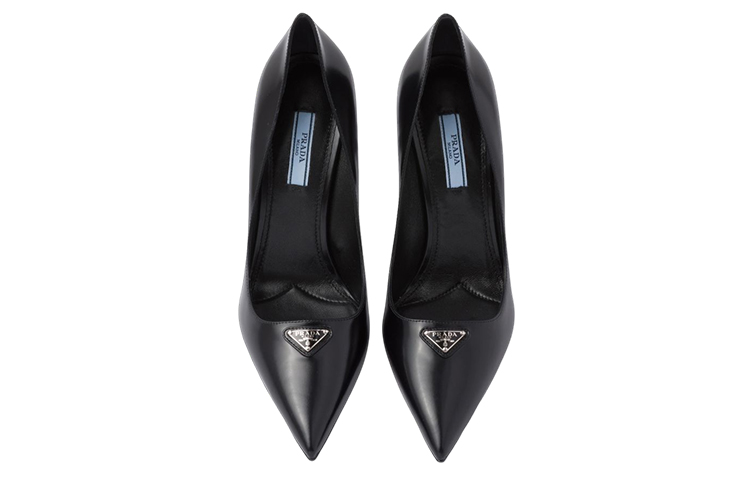 Shop (W) Prada Leren Enamel Driehoek Logo Puntige Stiletto ''Zwart'' 1I001N_055_F0002_F_085