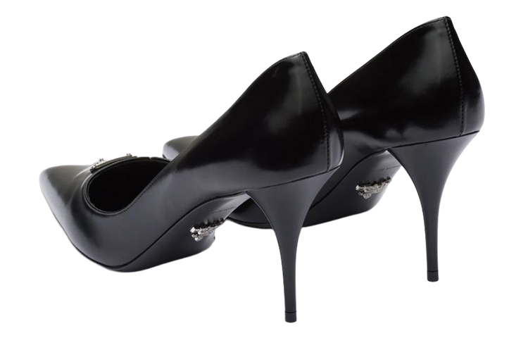 Purchase (W) Prada Leren Enamel Driehoek Logo Puntige Stiletto ''Zwart'' 1I001N_055_F0002_F_085