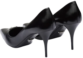 Purchase PRADA 皮革琺瑯三角形標誌 尖頭 細跟 高筒高跟鞋 女款 黑色