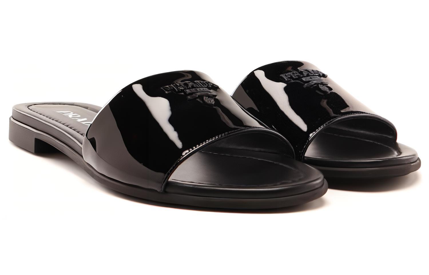 (W) Prada Leather Fashion Slide 'Black' 圖 2