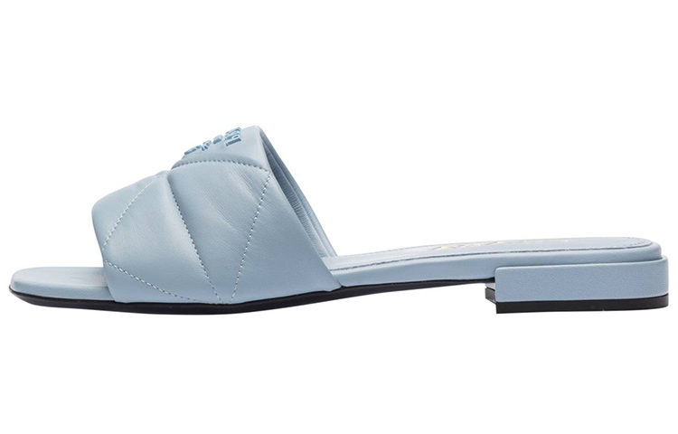 (Women) Prada Leather Flat Sandals 'Blue Metallic Print' 1XX583_038_F0076