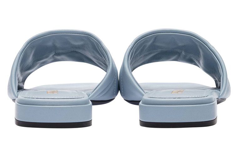 (W) Prada Leather Flat Sandals 'Blue Metallic Print' 圖 4