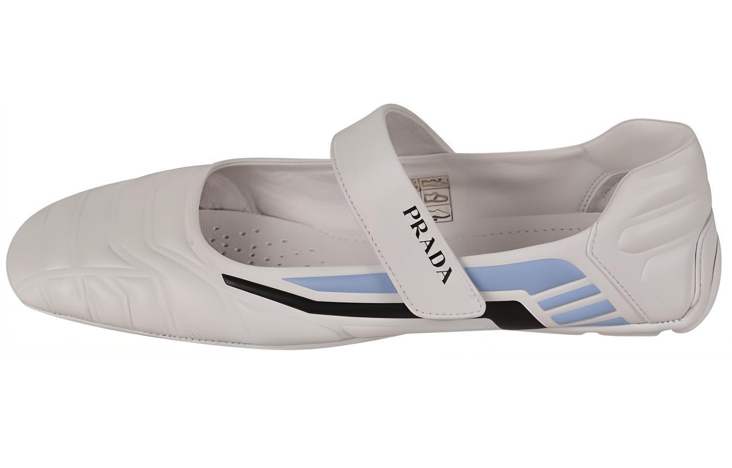 (W) Prada Leather Flats 'Grey'