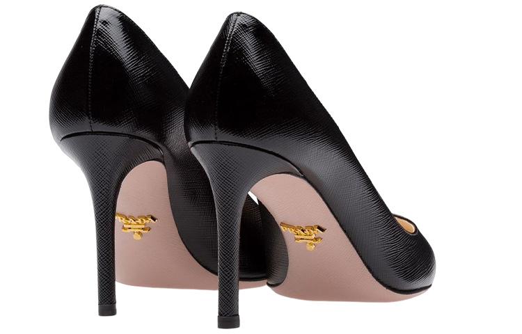 Purchase (W) Prada Kasut Tumit Kulit 'Slip-On Fesyen Hitam' 1I834I_3A9S_F0002_F_085