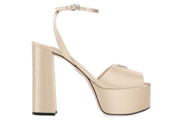 (W) Prada Leather High-Heel Buckle Sandals 'Light Brown' 圖 2