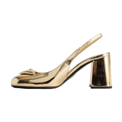 (W) Prada Leather High-Heel Pumps 'Gold Logo'