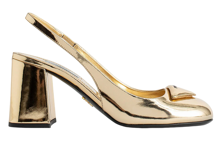 (W) Prada Leather High-Heel Pumps 'Gold Logo' 圖 2