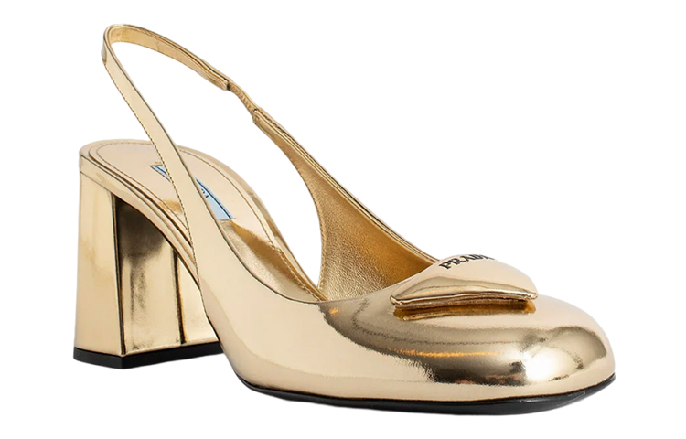 (W) Prada Leather High-Heel Pumps 'Gold Logo' 圖 3
